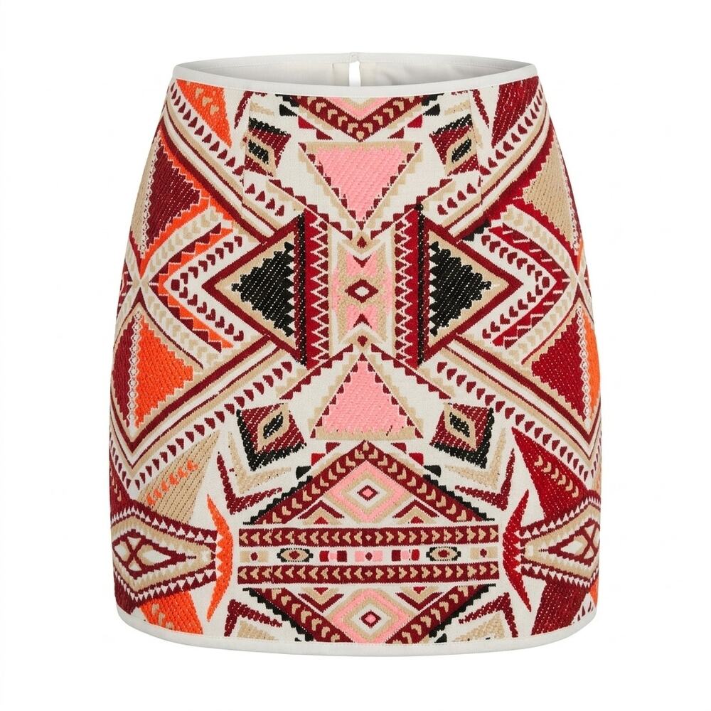Topshop Multicolor Geometric Aztec Knit Mini Skirt Women Size 8